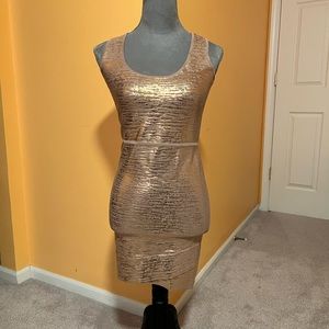 BCBG Max Azria NWT Rose gold metallic cocktail dress